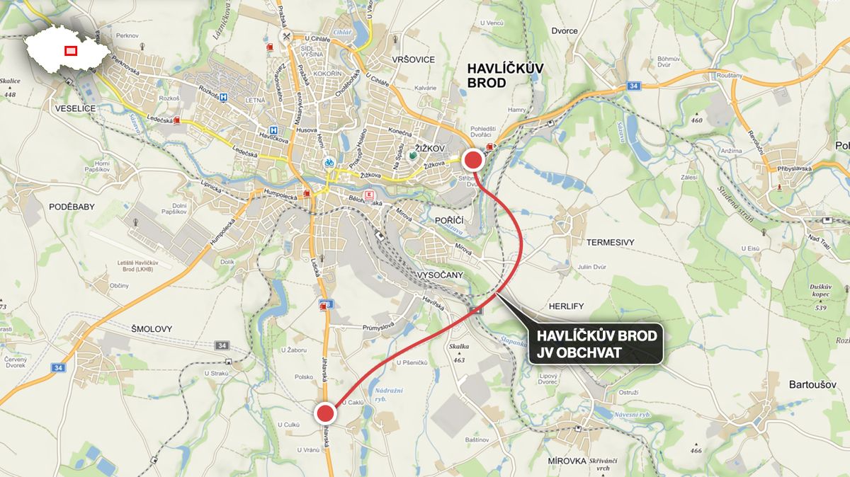 Krajský soud zrušil stavební povolení na obchvat Havlíčkova Brodu